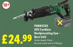 Lidl Parkside 20v Cordless Reciprocating Saw - Bare Unit offer