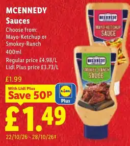 Lidl Mcennedy sauces offer