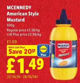 Lidl Mcennedy American Style Mustard offer