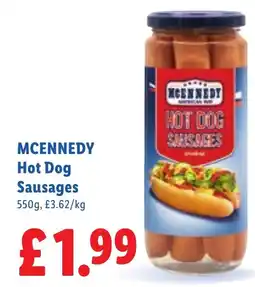 Lidl Mcennedy hot dog sausages offer