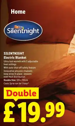 Lidl Silentnight electric blanket offer