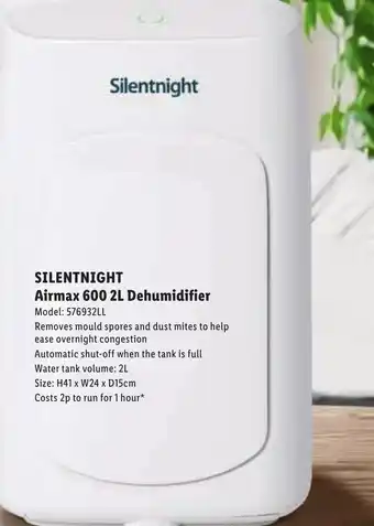Silentnight airmax 600 2l dehumidifier