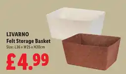 Lidl Livarno felt storage basket offer