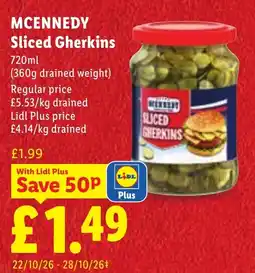 Lidl Mcennedy sliced gherkins offer