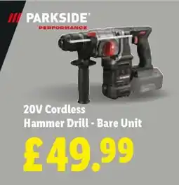 Lidl 20V Cordless Hammer Drill - Bare Unit offer