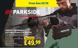 Lidl PARKSIDE PERFORMANCE 20V Cordless Hammer Drill - Bare Unit offer