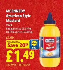 Lidl Mcennedy American Style Mustard offer