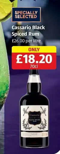 Aldi Cassario Black Spiced Rum offer