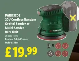 Lidl PARKSIDE 20V Cordless Random Orbital Sander or Multi-Sander - Bare Unit offer