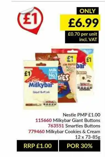 Musgrave MarketPlace Nestle Milkybar Giant Buttons, Smarties Buttons Or Milkybar Cookies & Cream offer