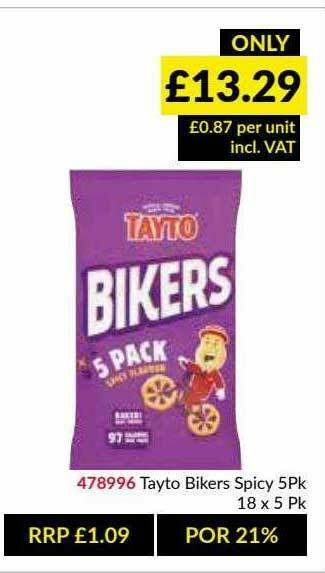 Musgrave MarketPlace Tayto Bikers Spicy 5Pk offer