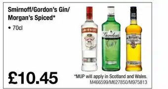Makro Smirnoff Gordon's Gin Morgan's Spiced offer