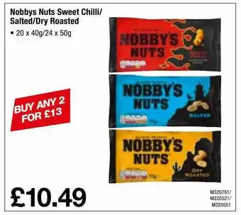 Makro Nobbys Nuts Sweet Chilli Salted Dry Roasted offer