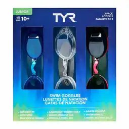 Costco TYR Junior Goggles 3 Pack offer