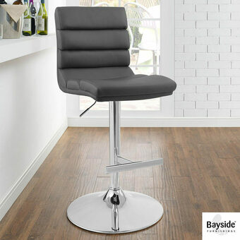 Costco Bayside Furnishings Grey Bonded Leather Gas Lift Bar Stool offer
