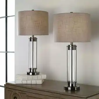 Costco Kris Glass and Steel Table Lamps, 2 Pack offer