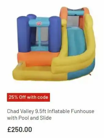 Chad Valley 9.5ft Inflatable funhouse with Pool and Slide
