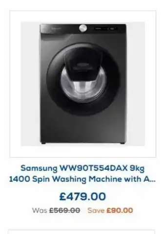 Euronics Samsung 9kg 1400 Spin Washing Machine offer