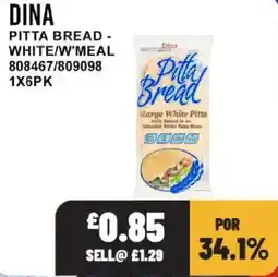 Bestway Dina pitta bread - white/w'meal offer