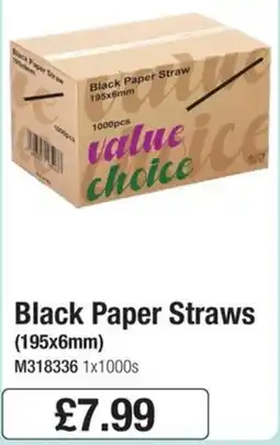 Booker Wholesale Value Choice black paper straws offer