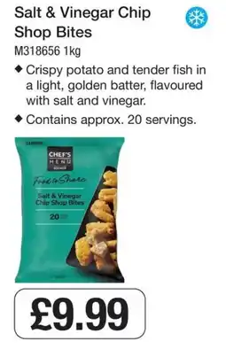 Booker Wholesale Chef's Menu salt & vinegar chip shop bites offer