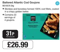 Booker Wholesale Chef's menu battered atlantic cod goujons offer