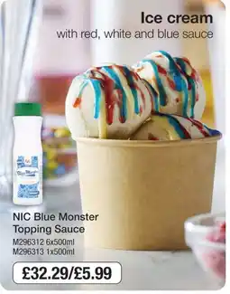 Booker Wholesale Nic blue monster topping sauce offer