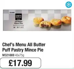 Booker Wholesale Chef's Menu All Butter Puff Pastry Mince Pie offer