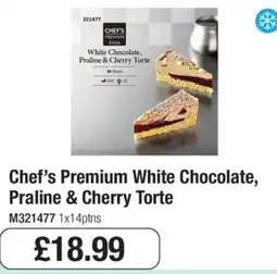 Booker Wholesale Chef's Premium White Chocolate, Praline & Cherry Torte offer