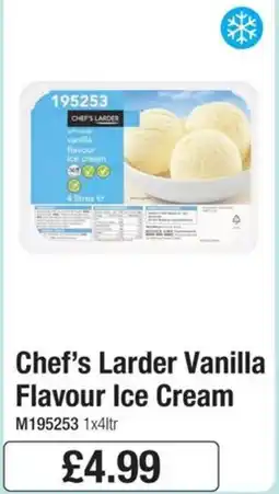 Booker Wholesale Chef's Larder vanilla flavour ice cream offer