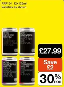 Booker Wholesale Moth cocktail cans offer