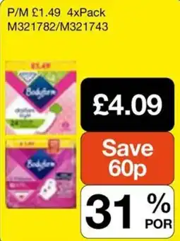Booker Wholesale Bodyform sanitary pads offer