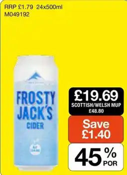 Booker Wholesale Frosty Jack's cider offer