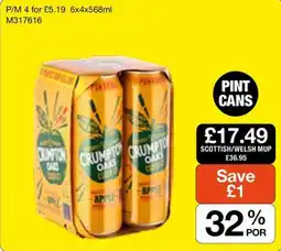 Booker Wholesale Crompton Oaks cider offer