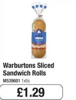 Booker Wholesale Warburtons sliced sandwich rolls offer