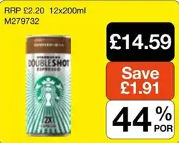 Booker Wholesale Starbucks doubleshot espresso offer