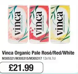 Booker Wholesale Vinca organic pale rosé/red/white offer