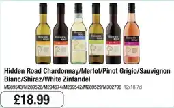 Booker Wholesale Hidden Road Chardonnay/Merlot/Pinot Grigio/Sauvignon Blanc/Shiraz/White Zinfandel offer