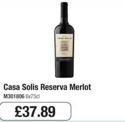 Booker Wholesale Casa Solis Reserva Merlot offer