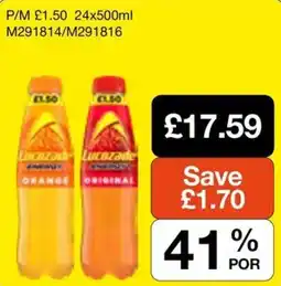 Booker Wholesale Lucozade orange offer