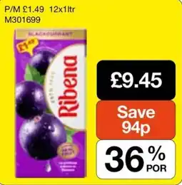 Booker Wholesale Ribena blackcurrant offer