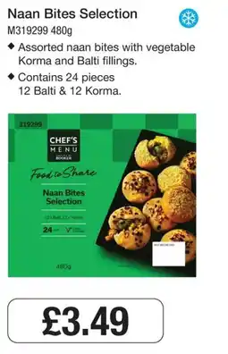 Booker Wholesale Chef's menu naan bites selection offer