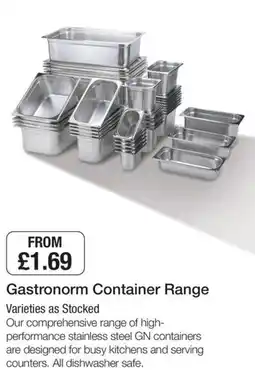 Booker Wholesale Gastronorm Container Range offer