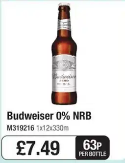 Booker Wholesale Budweiser 0% NRB offer