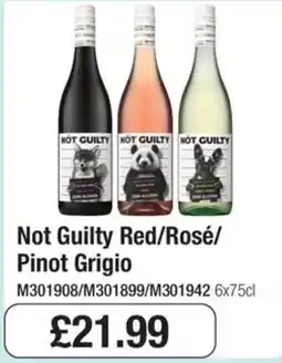 Booker Wholesale Not Guilty Red/Rosé/Pinot Grigio offer