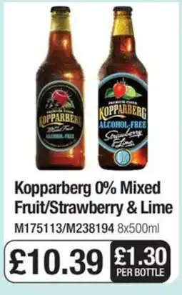 Booker Wholesale Kopparberg mixed fruit strawberry & lime offer