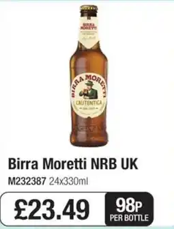 Booker Wholesale Birra Moretti NRB UK offer
