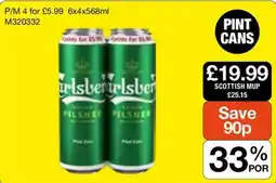 Booker Wholesale Carlsberg pilsner pint cans offer