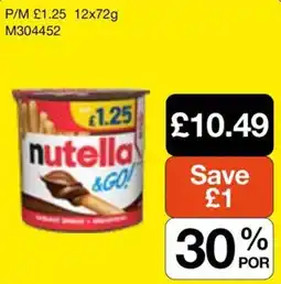 Booker Wholesale Nutella & Go! offer