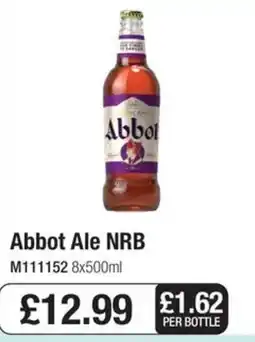 Booker Wholesale Abbot Ale Nrb offer
